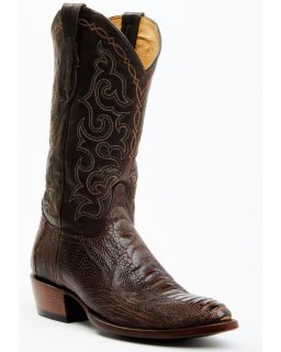 New Arrivals Cody James Men's Exotic Ostrich Leg Western Boots - Round Toe | Brown
