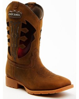 New Arrivals Cody James Boys' Light Up Western Boots - Broad Square Toe | Brown