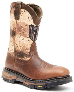 New Arrivals Cody James Men's Camo Flag Decimator Work Boot - Composite Toe | Brown