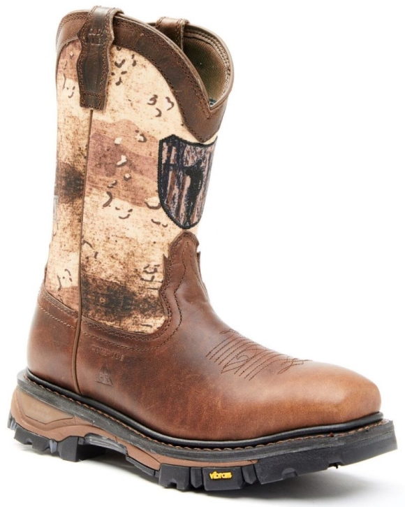 New Arrivals Cody James Men's Camo Flag Decimator Work Boot - Composite Toe | Brown