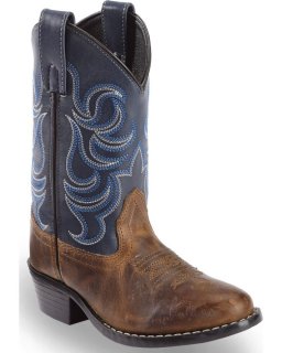 New Arrivals Cody James Boys' Holt Two-Tone Embroidered Western Boots - Round Toe | Brown