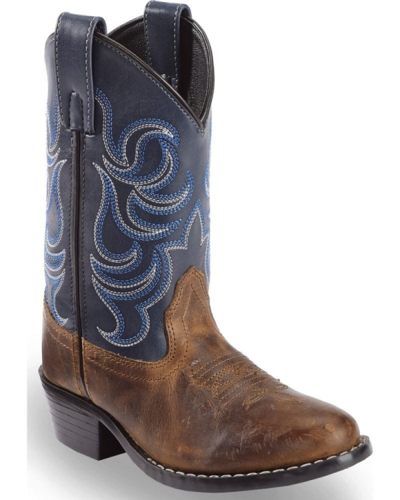 New Arrivals Cody James Boys' Holt Two-Tone Embroidered Western Boots - Round Toe | Brown