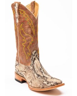 New Arrivals Cody James Men's Exotic Python Western Boots - Broad Square Toe | Brown