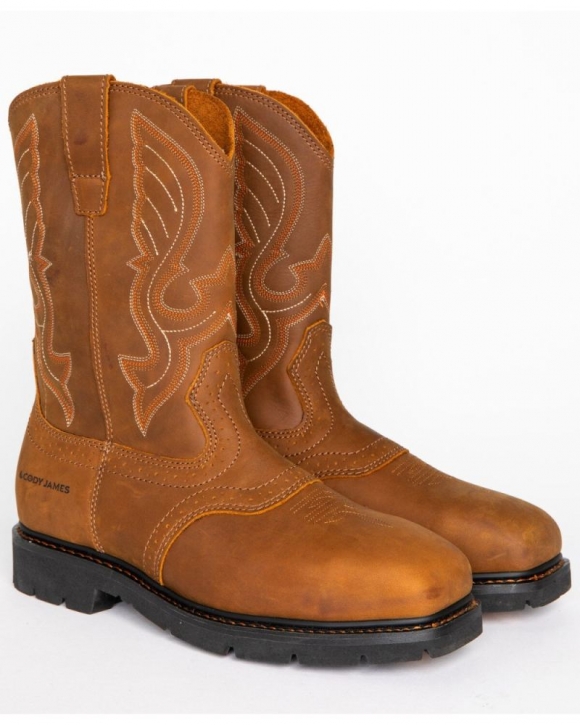 New Arrivals Cody James Men's Broad Square Composite Toe Western Work Boots | Brown