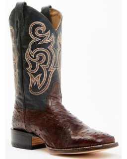 New Arrivals Cody James Men's Exotic Full Quill Ostrich Western Boots - Broad Square Toe | Chocolate