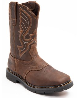 New Arrivals Cody James Men's Mustang Saddle Waterproof Western Work Boots - Soft Toe | Dark Brown