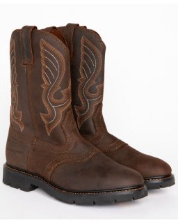 New Arrivals Cody James Men's Mustang Western Pull-On Work Boots - Soft Toe | Brown