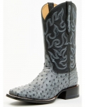 New Arrivals Cody James Men's Exotic Full Quill Ostrich Western Boots - Broad Square Toe | Grey