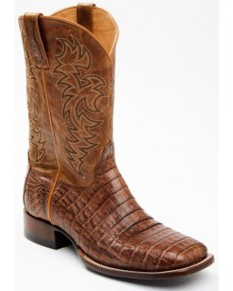 New Arrivals Cody James Men's Nuez Exotic Caiman Skin Western Boots - Broad Square Toe | Tan