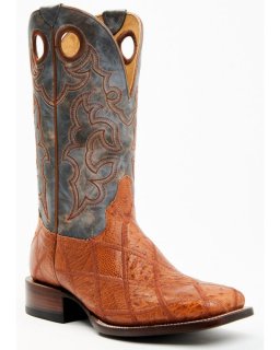 New Arrivals Cody James Men's Exotic Ostrich Western Boots - Broad Square Toe | Cognac