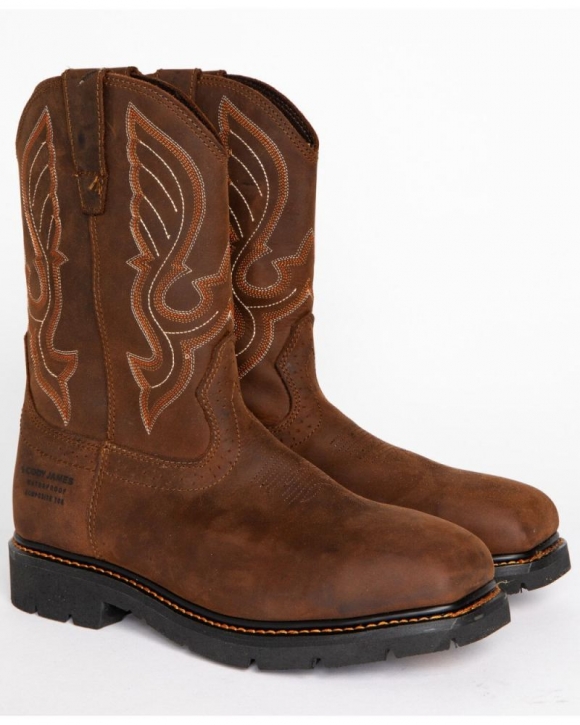 New Arrivals Cody James Men's Waterproof Composite Toe Pull On Work Boots | Brown