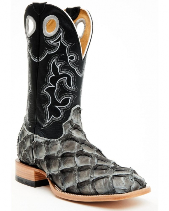 New Arrivals Cody James Men's Exotic Pirarucu Western Boots - Broad Square Toe | Black