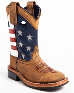 New Arrivals Cody James Boys' USA Flag Western Boots - Broad Square Toe | Brown