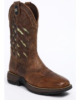 New Arrivals Cody James Men's Scratch American Flag Lite Performance Western Boots - Square Toe | Brown