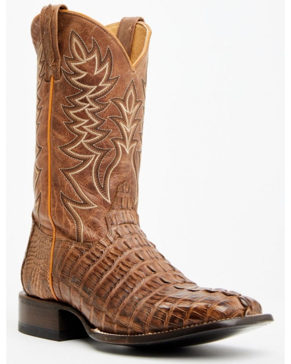 New Arrivals Cody James Men's Exotic Caiman Tail Western Boots - Broad Square Toe | Brown
