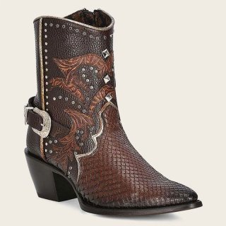 Cuadra Women's Brown Western Exotic Leather Bootie