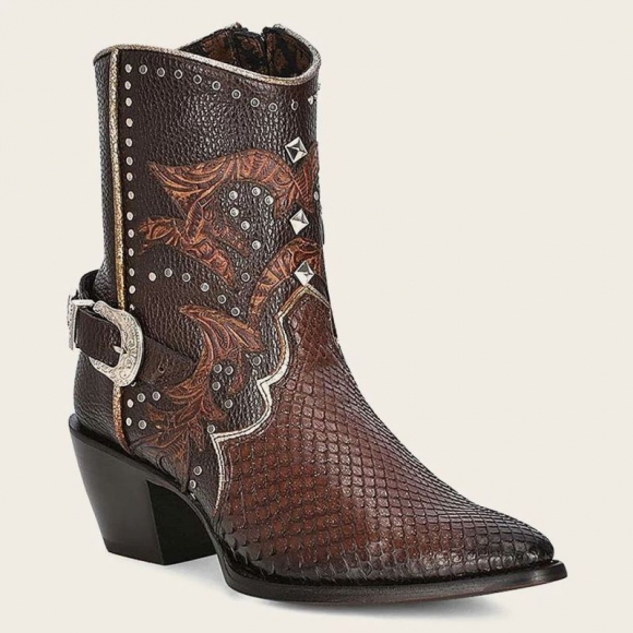 Cuadra Women's Brown Western Exotic Leather Bootie