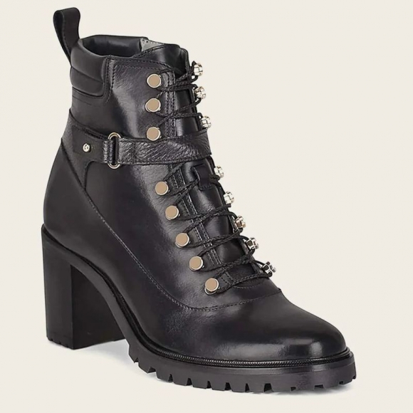 Cuadra Women's High Heel Urban Black Leather Bootie