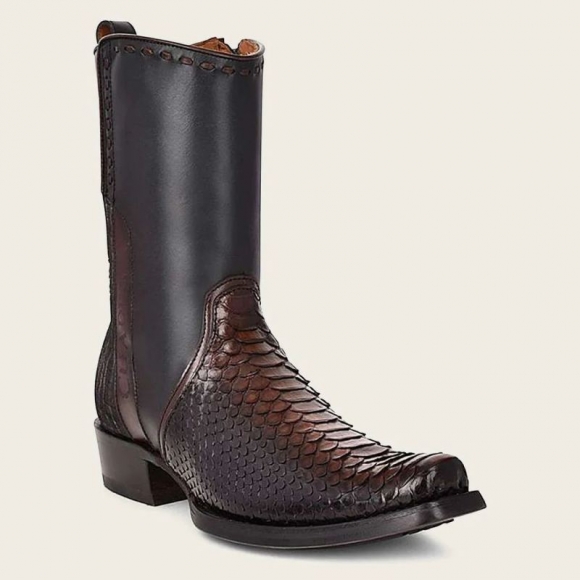 Cuadra Men's Handcrafted Black Exotic Leather Boot