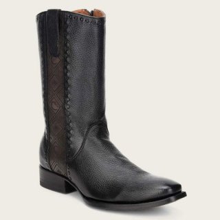 Cuadra Men's Engraved Black Deer Leather Boot