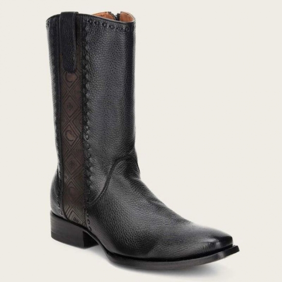 Cuadra Men's Engraved Black Deer Leather Boot
