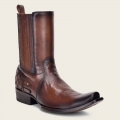 Cuadra Men's Hand-Painted Brown Leather Laser Cut Detail Boot