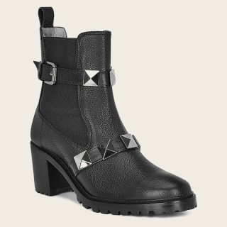 Cuadra Women's Urban Black Bootie With Decorative Stripes