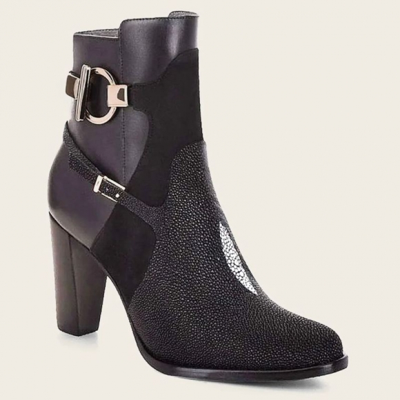 Cuadra Women's Black Ankle Boots In Genuine Stingray Leather