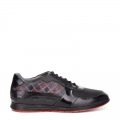 Cuadra Men's Hand-Painted Black Monogram Leather Sneakers
