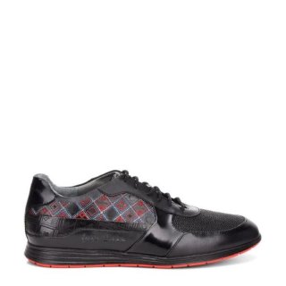 Cuadra Men's Hand-Painted Black Monogram Leather Sneakers
