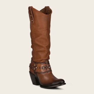 Cuadra Women's Hand Painted Honey Leather Boot With Crystals