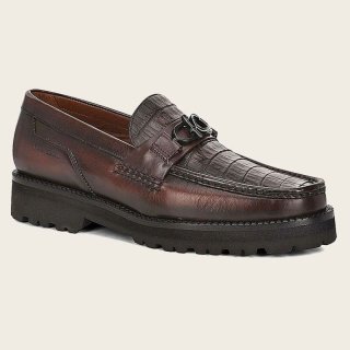 Cuadra Men's Men Loafer Shoe In Brown Genuine Cayman Leather