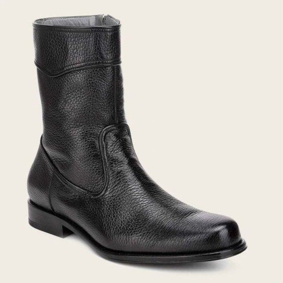 Cuadra Men's Hand-Painted Black Leather Boot With Bumped Rims