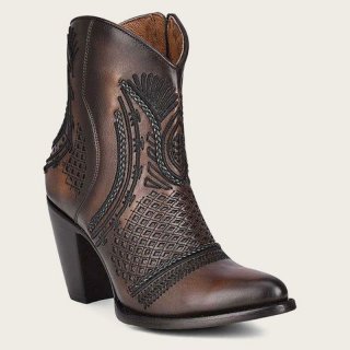 Cuadra Women's Artisan Embroidered Brown Leather Bootie