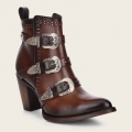 Cuadra Women's Handwoven Brown Leather Bootie