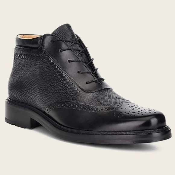 Cuadra Men's Black Leather Oxford Bootie