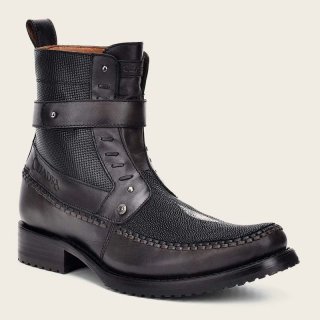 Cuadra Men's Handwoven Black Leather Boot