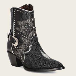 Cuadra Women's Black Exotic Leather Booties For Women
