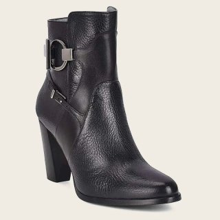 Cuadra Women's Genuine Deer Black Leather Bootie
