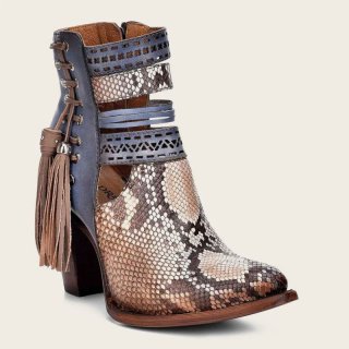Cuadra Women's Genuine Python Blue Leather Bootie