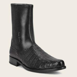 Cuadra Men's Hand-Painted Exotic Black Leather Boot