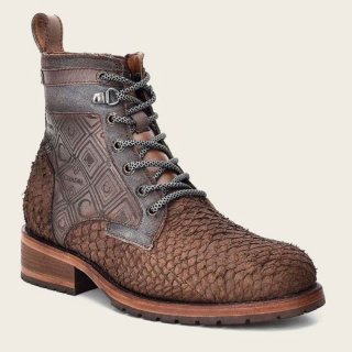 Cuadra Men's Engraved Brown Poisson Leather Boot