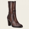 Cuadra Women's Brown Leather Bootie With Metallic Symbol