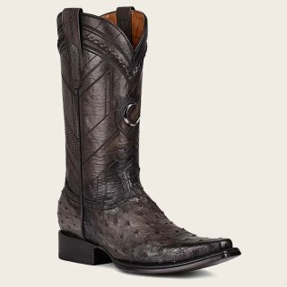 Cuadra Men's Engraved Grey Exotic Leather Boot-Ostrich - Grey