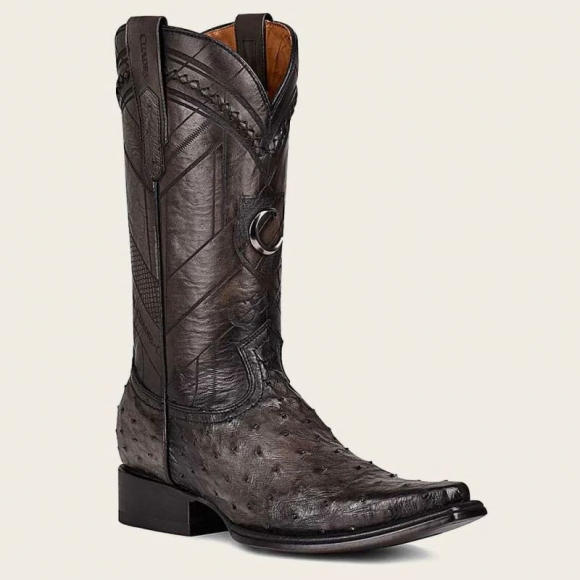 Cuadra Men's Engraved Grey Exotic Leather Boot-Ostrich - Grey