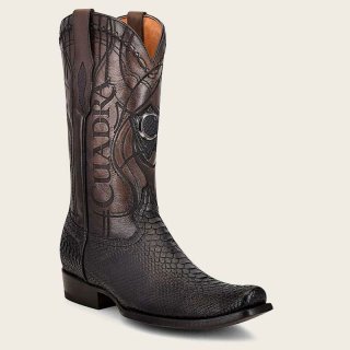 Cuadra Men's Engraved Black Python Leather Western Boot