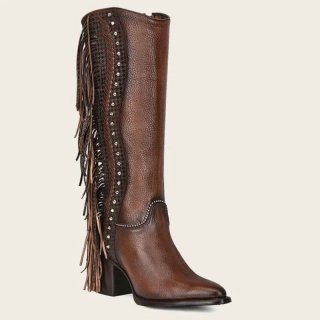 Cuadra Women's Handmade Braiding Brown Leather Boot