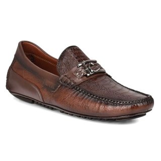 Cuadra Men's Exotic Brown Leather Driver