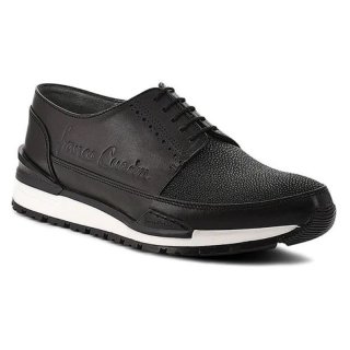 Cuadra Men's Hand-Painted Black Exotic Leather Sneakers