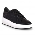 Cuadra Women's Genuine Python Black Leather Sneakers